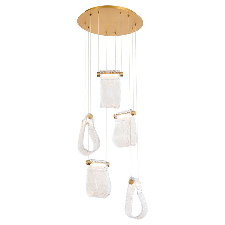 VEER 5 Light Pendant - Aged Brass