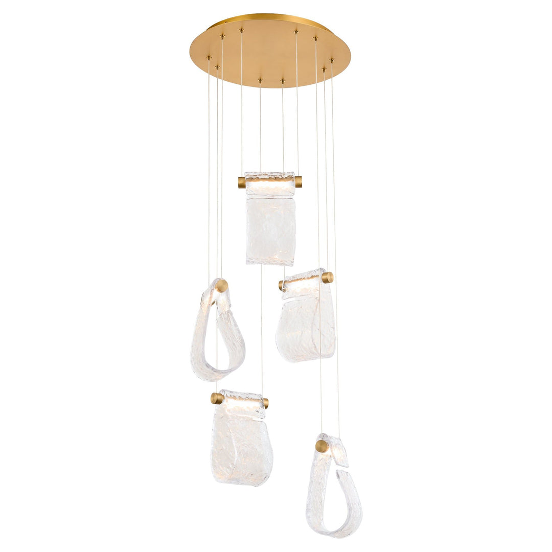 VEER 5 Light Pendant - Aged Brass