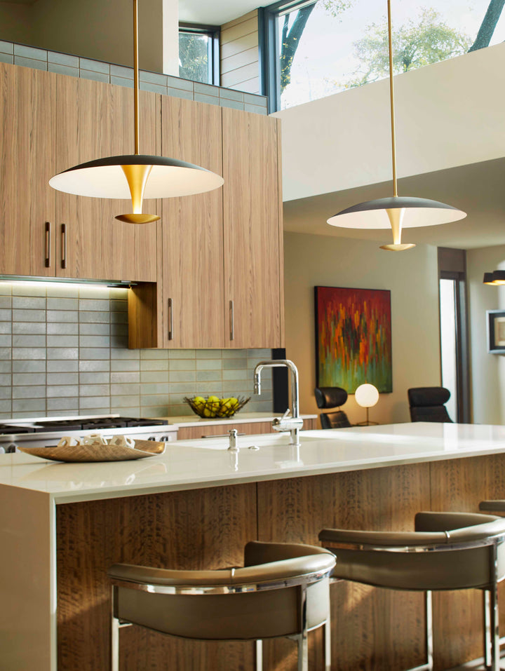 SPACELY 26" Pendant -3000k- Black/Aged Brass