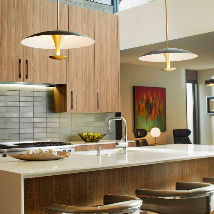 SPACELY 26" Pendant -3000k- Black/Aged Brass