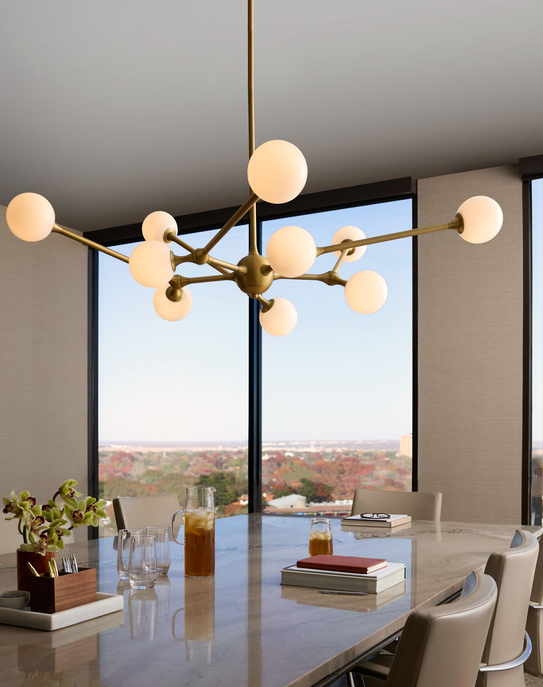 ORBE Ten Light 5CCT Chandelier - Brushed Brass