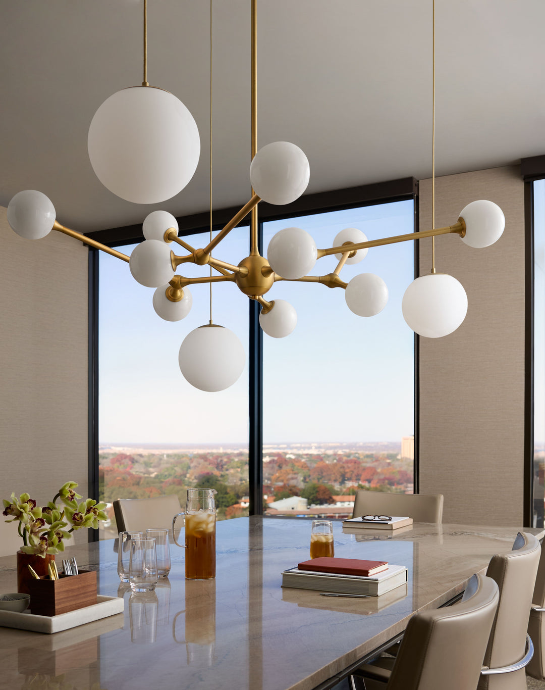 ORBE Ten Light 5CCT Chandelier - Brushed Brass