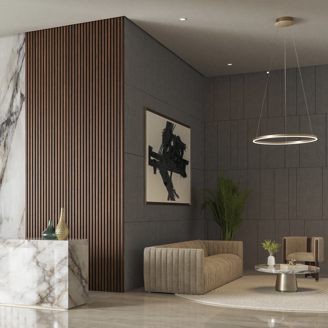 CIRCULO 32" Pendant -3000k- Aged Brass