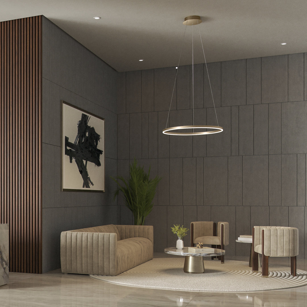 CIRCULO 32" Pendant -3000k- Aged Brass