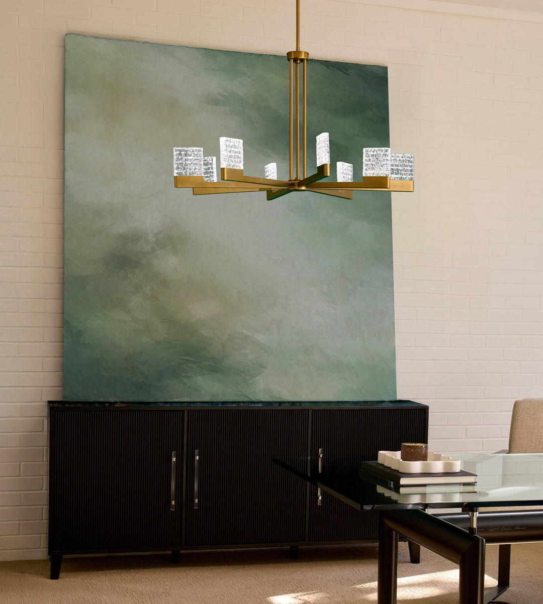 GAMMA 6 Light 5CCT LED Chandelier - Brushed Brass