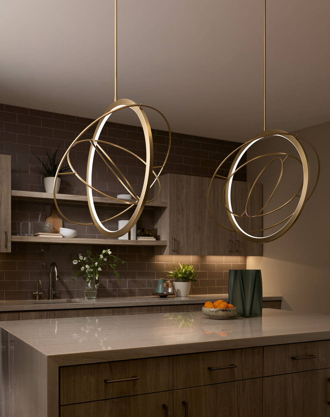 GALILEI 29" 5CCT LED Pendant - Aged Brass