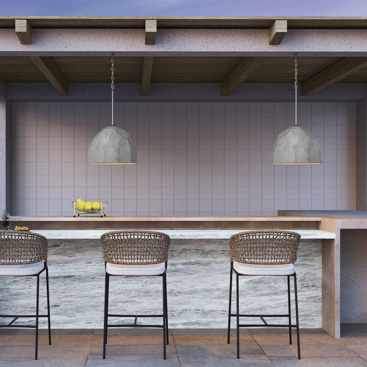 MARIA 16" Pendant - Gray/Satin Nickel