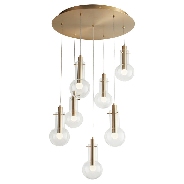 PRIMO Seven Light Pendant -3000k- Aged Brass