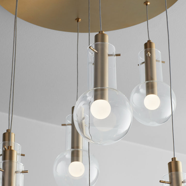 PRIMO Seven Light Pendant -3000k- Aged Brass