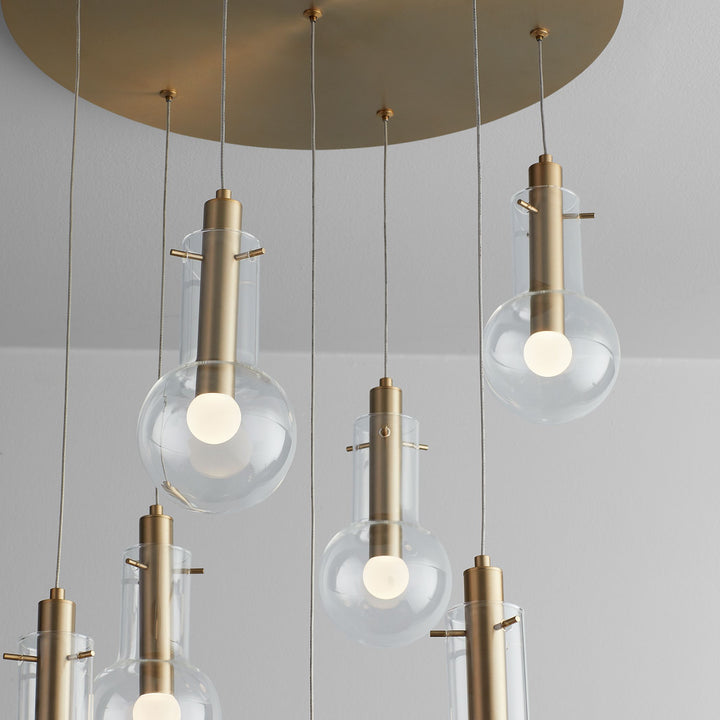 PRIMO Seven Light Pendant -3000k- Aged Brass