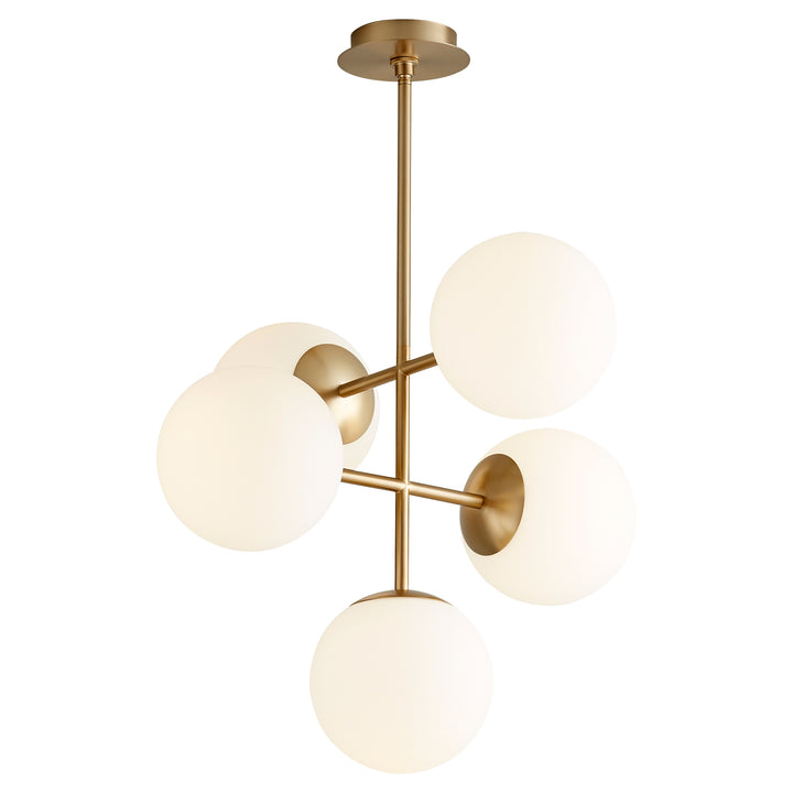 NEBULA 8" Five Light Pendant -3000k- Aged Brass