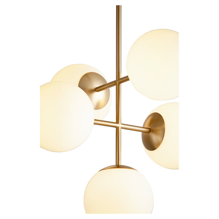 NEBULA 8" Five Light Pendant -3000k- Aged Brass