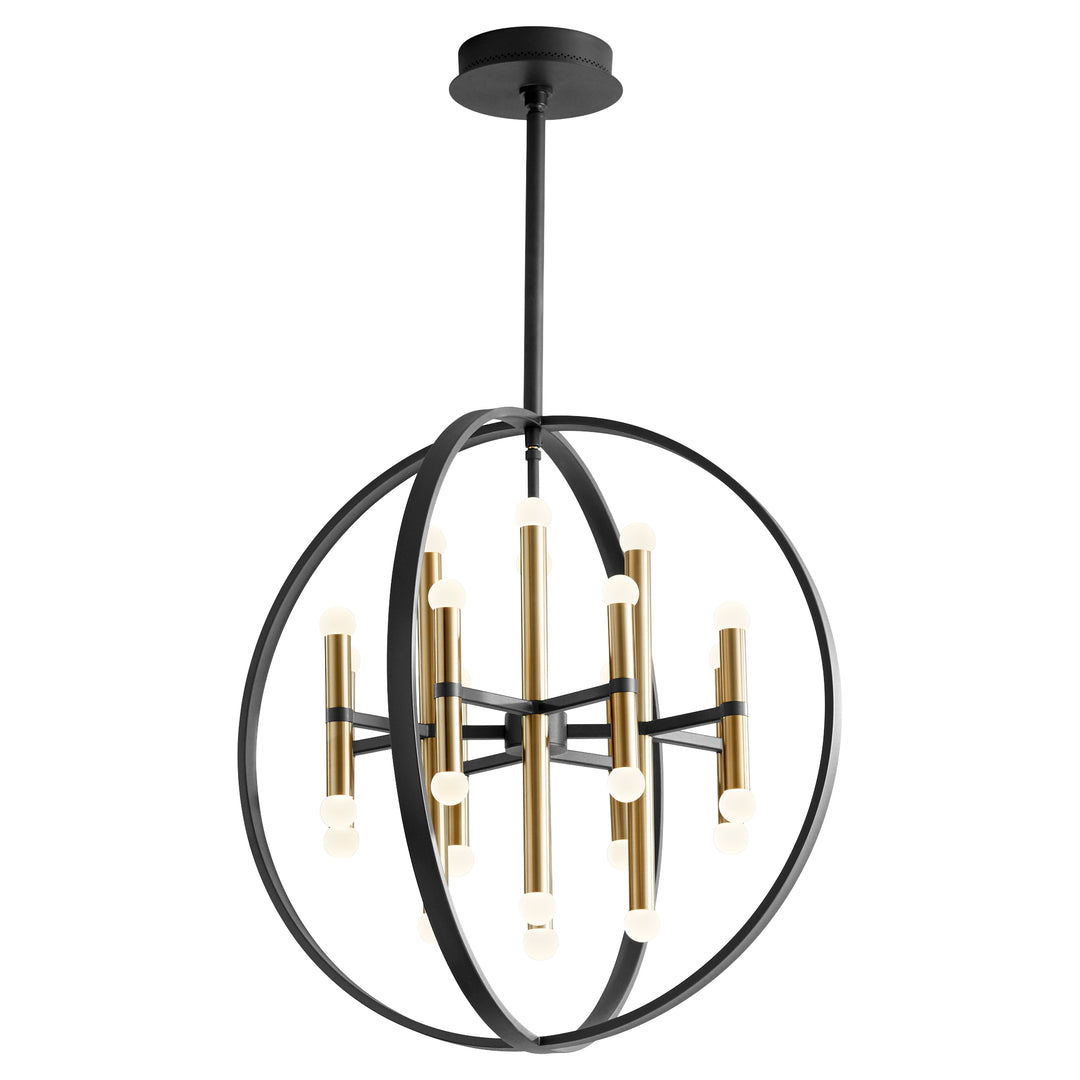 NERO 24" Twenty-Four Light Chandelier  -3000k-  Black/Aged Brass