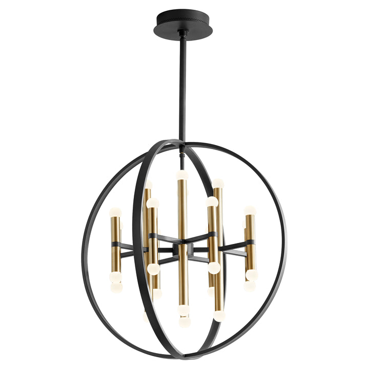 NERO 24" Twenty-Four Light Chandelier  -3000k-  Black/Aged Brass
