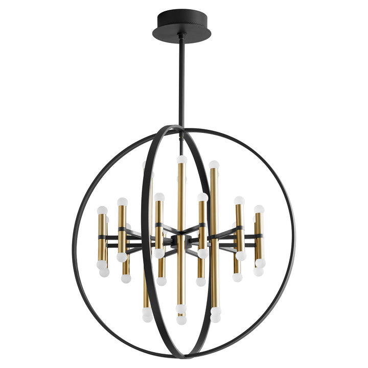 NERO 30" Thirty-Six Light Chandelier  -3000k-  Black/Aged Brass