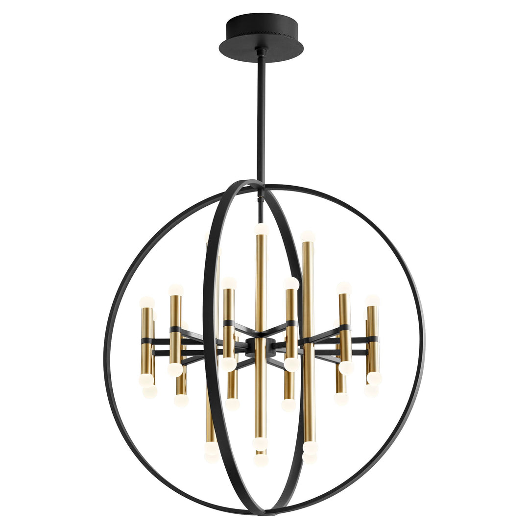 NERO 30" Thirty-Six Light Chandelier  -3000k-  Black/Aged Brass