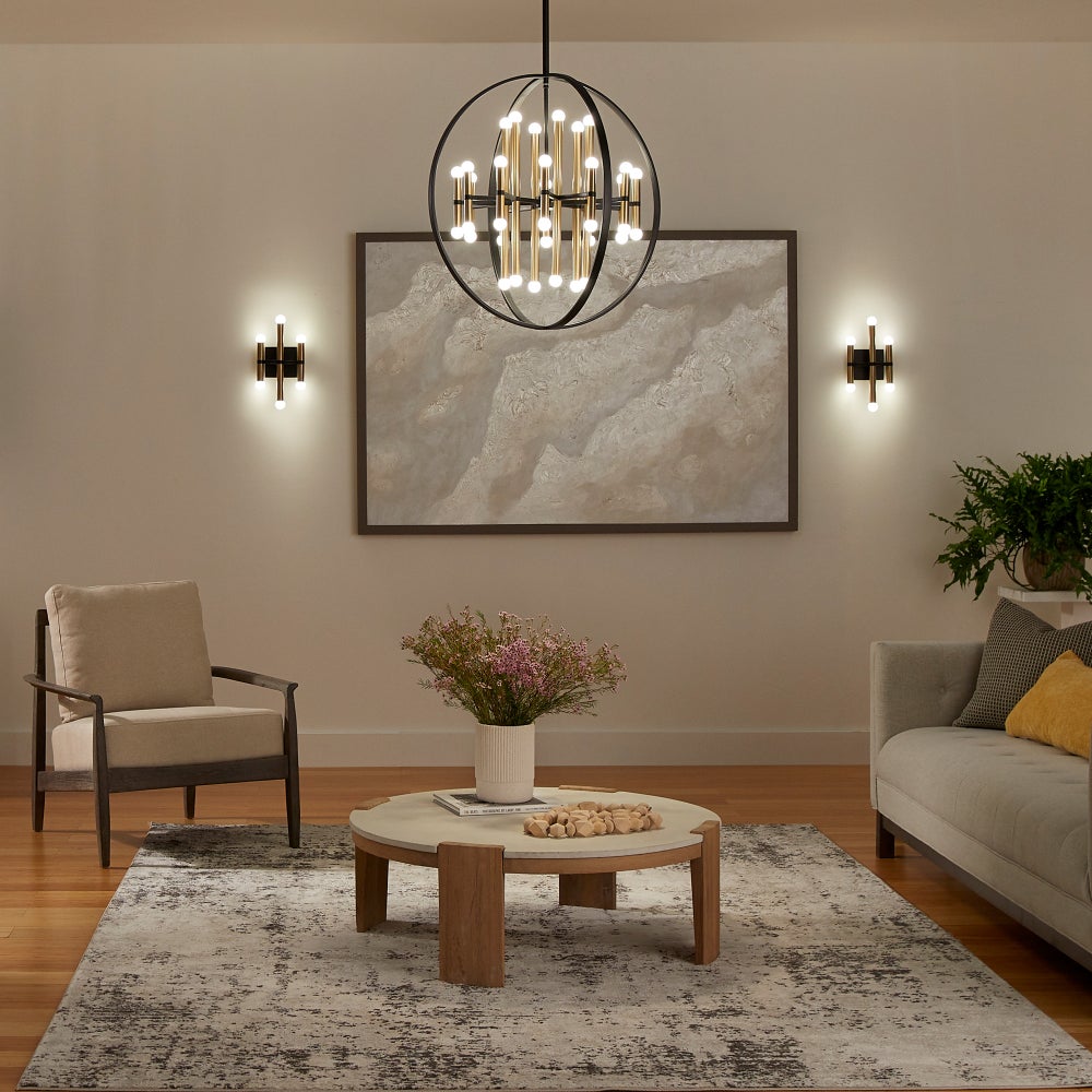 NERO 30" Thirty-Six Light Chandelier  -3000k-  Black/Aged Brass