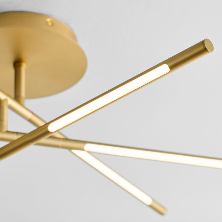PALILLOS Six Light CCT Ceiling Mount - Aged Brass