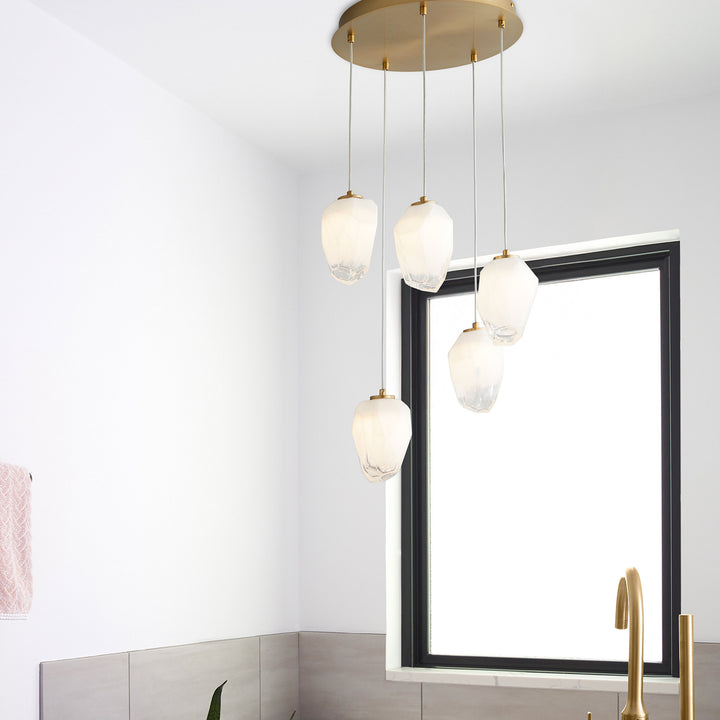 VIVO Five Light CCT Pendant - Aged Brass