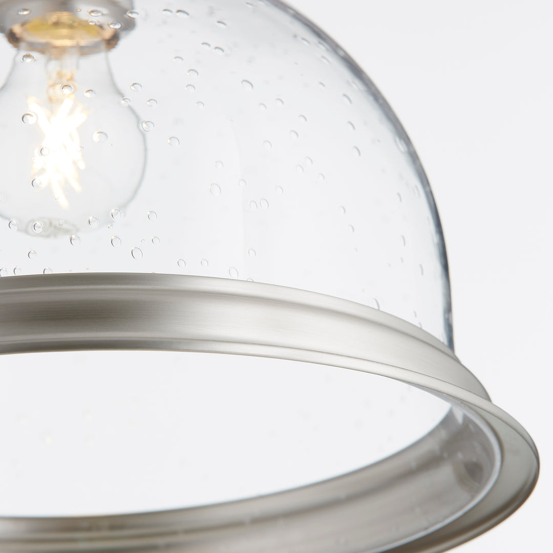 Clear Seeded With Ring Ceiling Mount - Satin Nickel