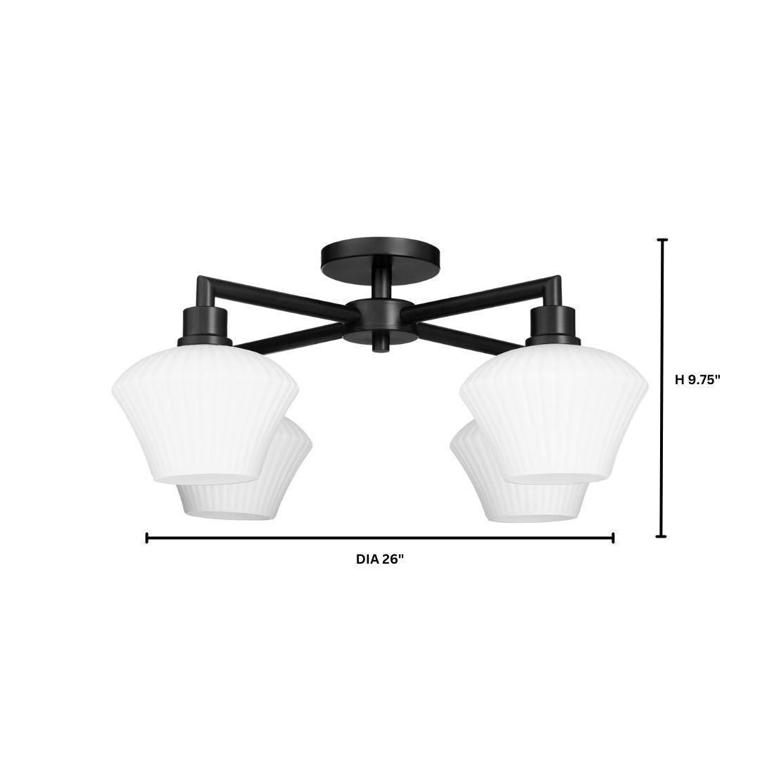 CASSINI 26" 4 Light Flush - Matte Black