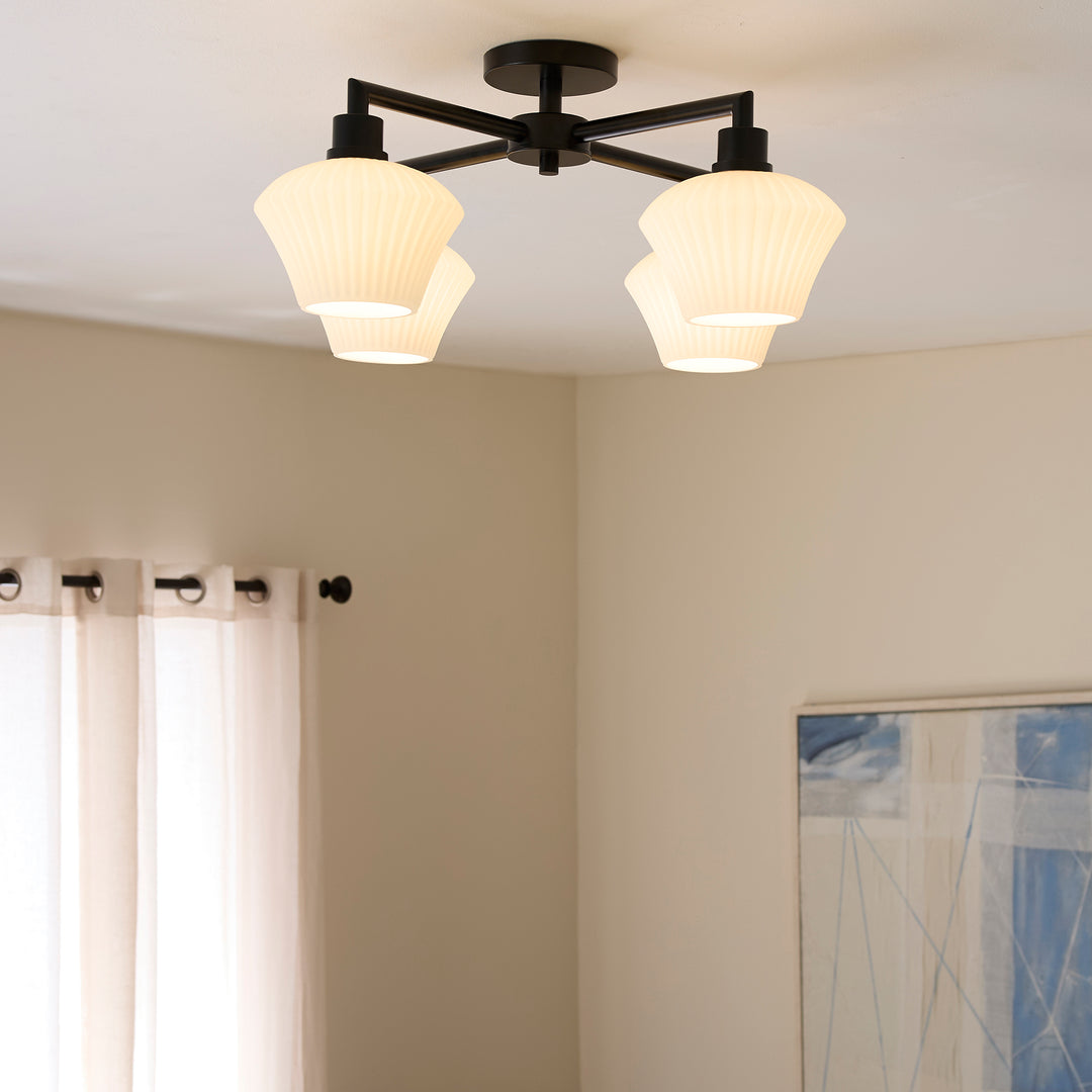 CASSINI 26" 4 Light Flush - Matte Black