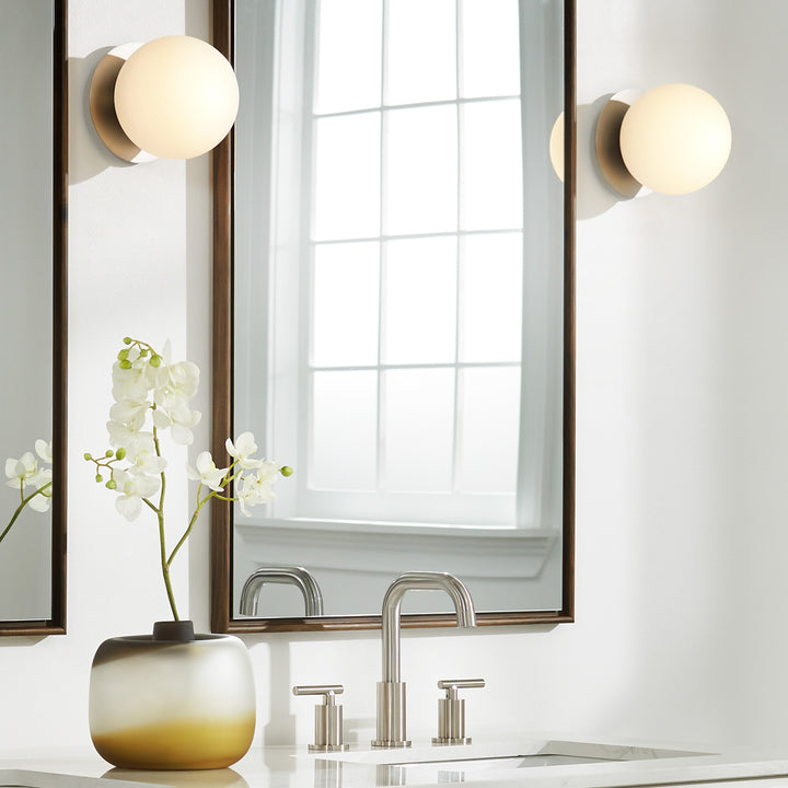 Jasper - 1 Light Modern and Contemporary Satin Nickel Globe Wall Sconce