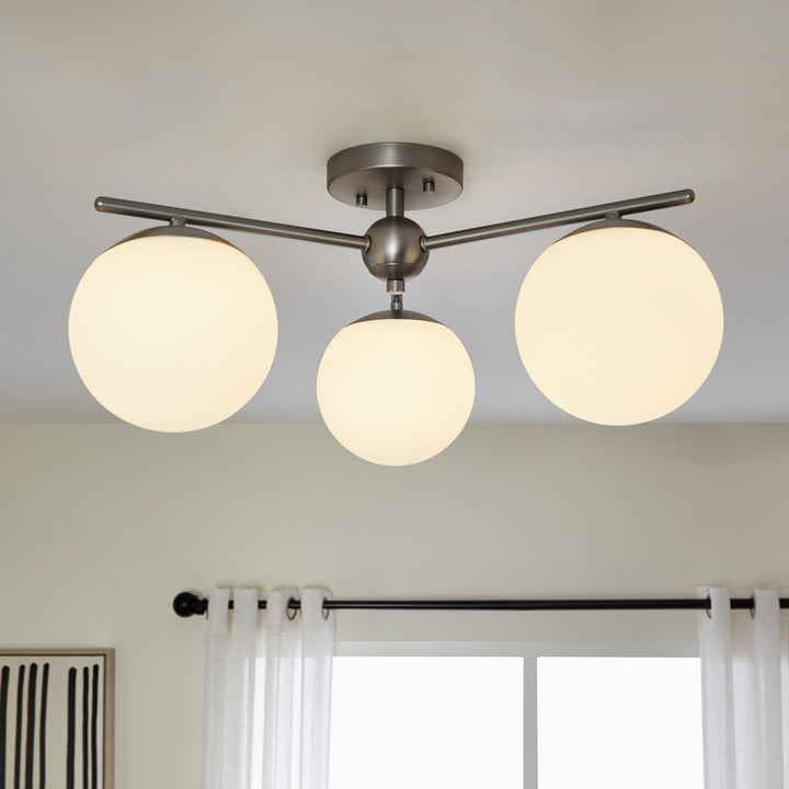 JASPER 3 Light Semi-Flush -  Satin Nickel