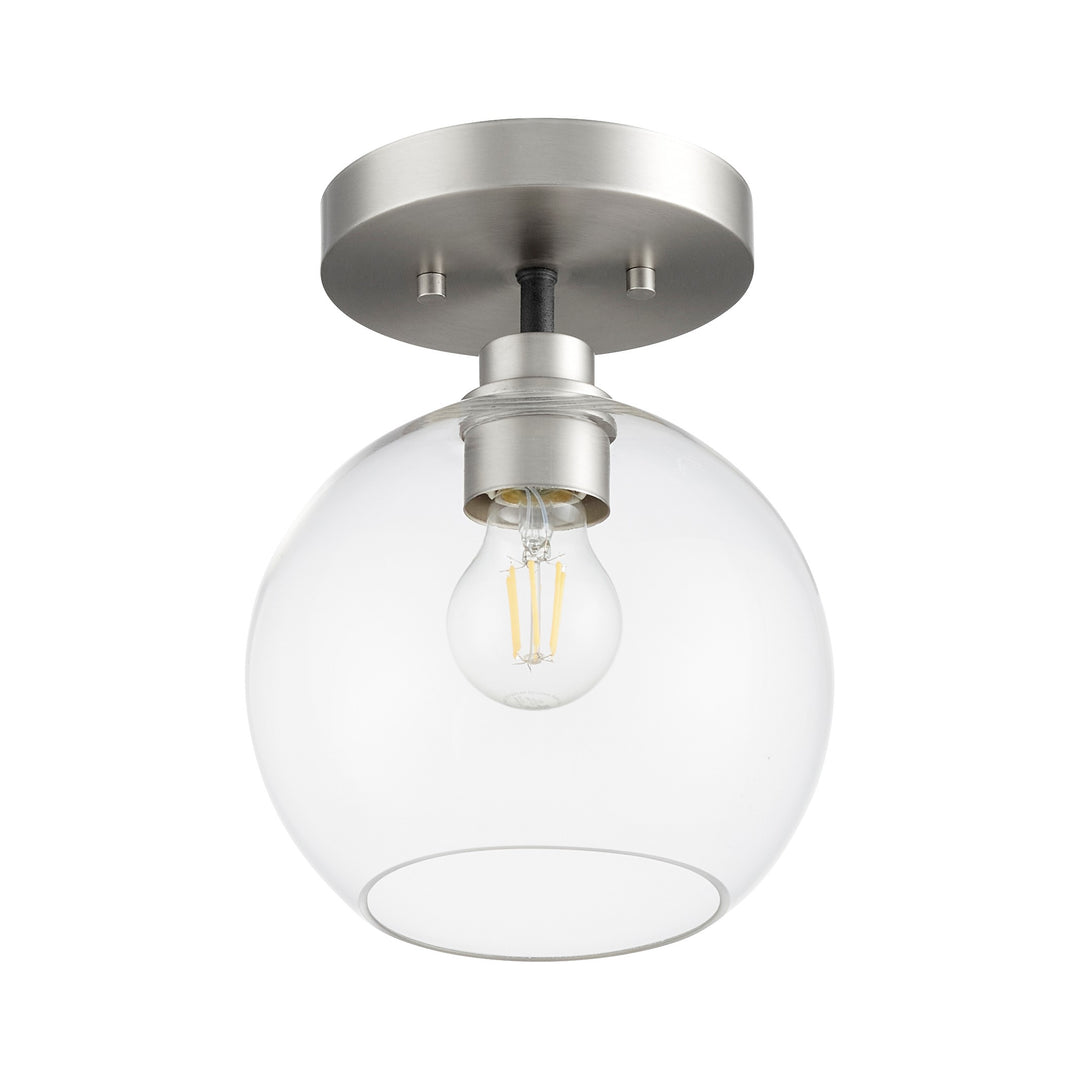 Clarion 1 Light Ceiling Mount - Textured Black | Satin Nickel