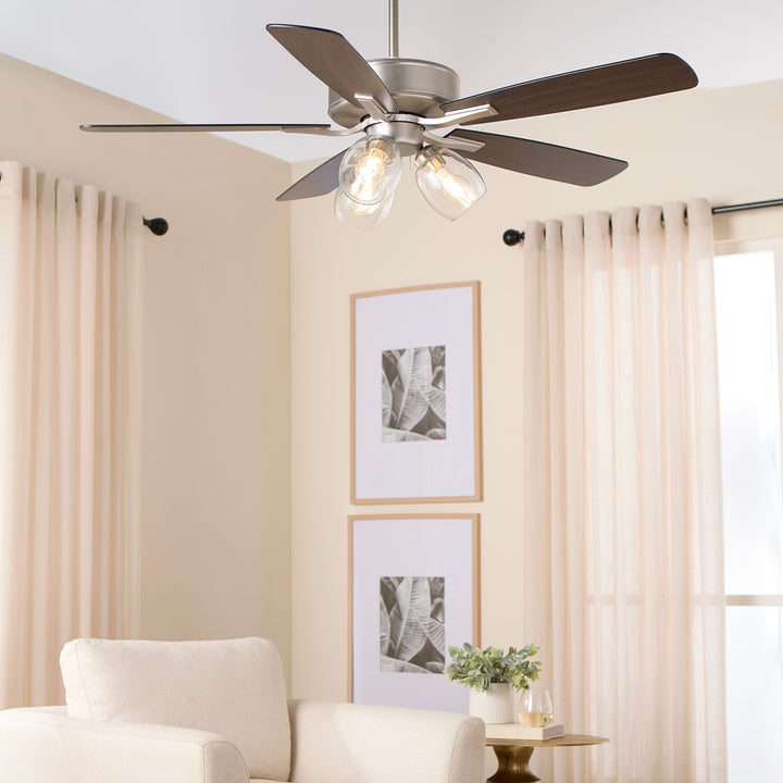OVATION 3 Light Clear Glass - Satin Nickel / Walnut