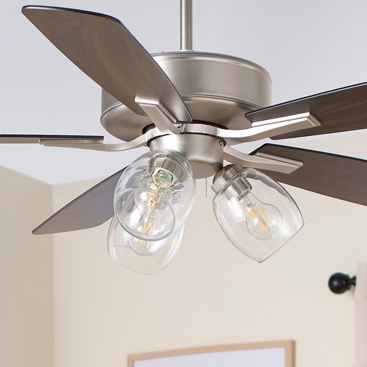 OVATION 3 Light Clear Glass - Satin Nickel / Walnut