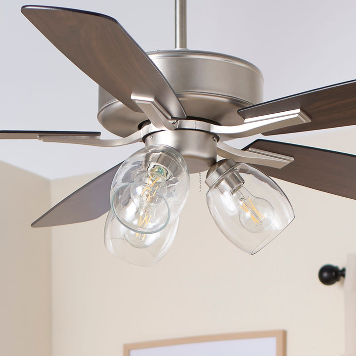 OVATION 3 Light Clear Glass - Satin Nickel / Walnut