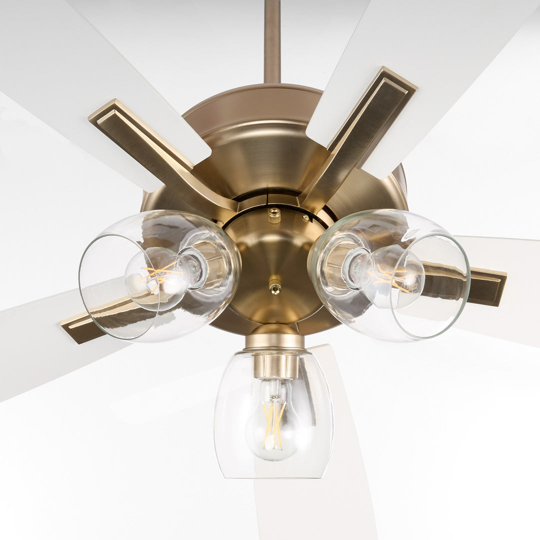 Ovation 3 Light Clear Glass – Aged Brass/Studio White