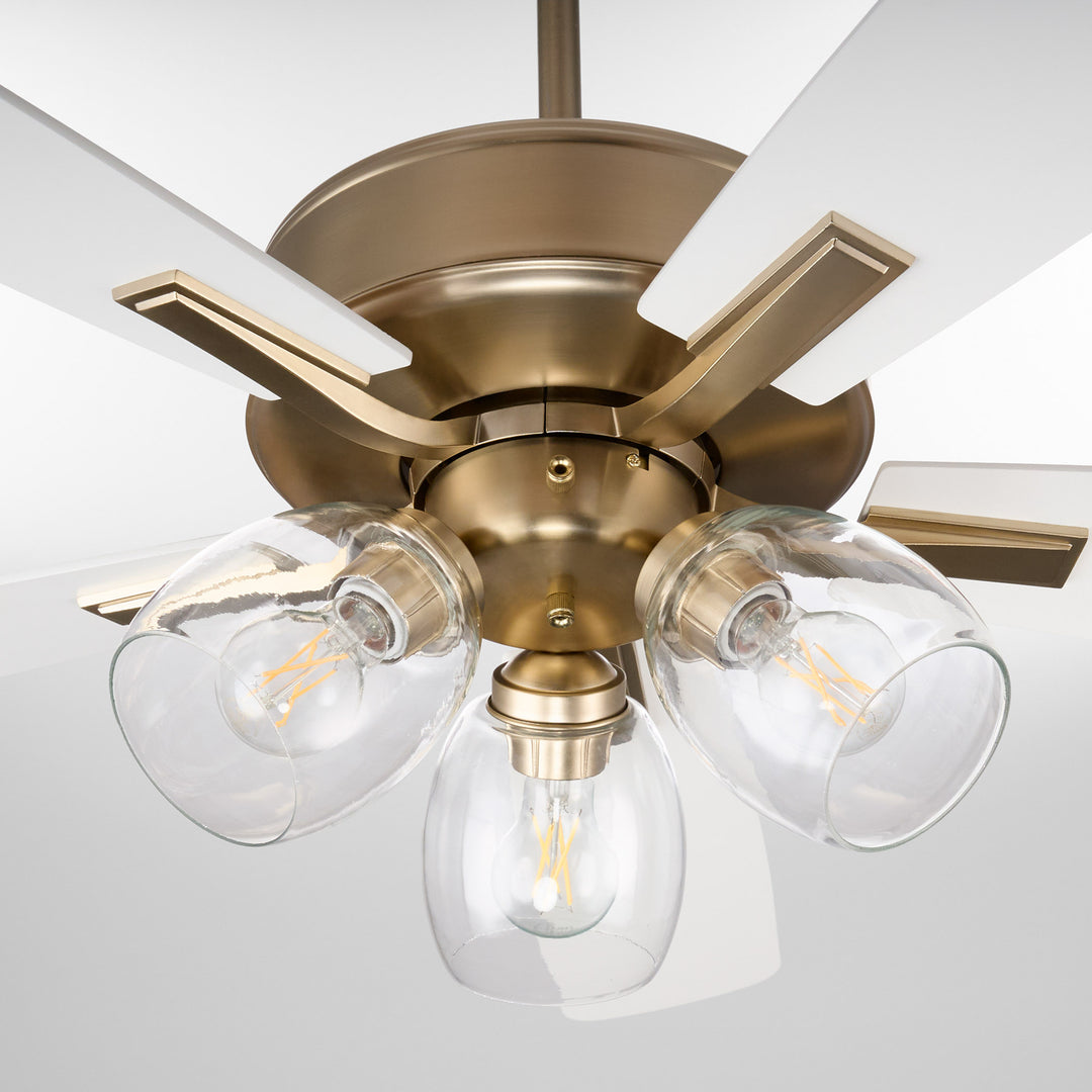 Ovation 3 Light Clear Glass – Aged Brass/Studio White