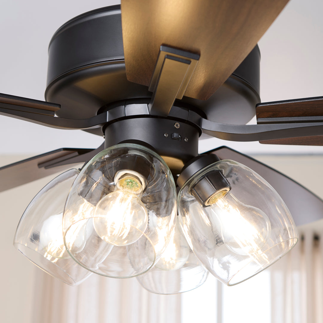 OVATION 4 Light Clear Glass - Matte Black / Walnut