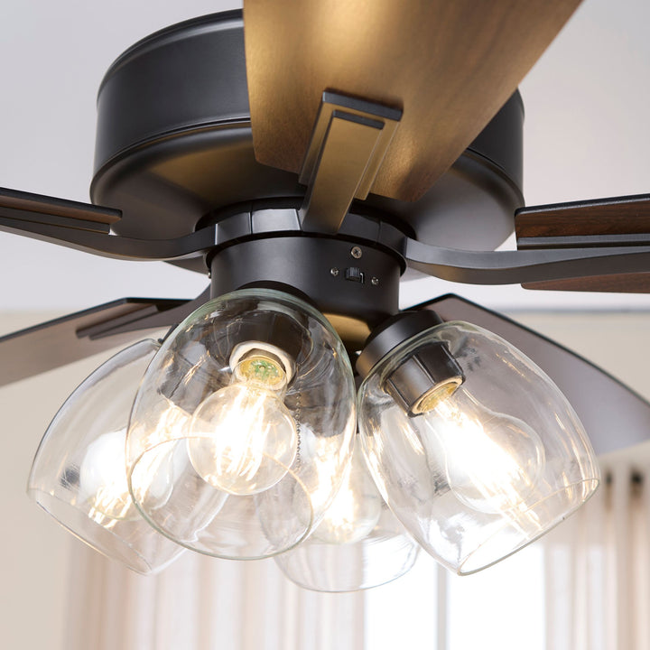 OVATION 4 Light Clear Glass - Matte Black / Walnut