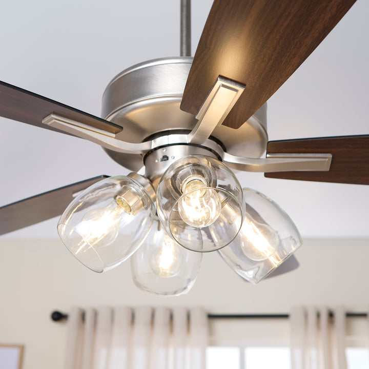OVATION 4 Light Clear Glass - Satin Nickel / Walnut
