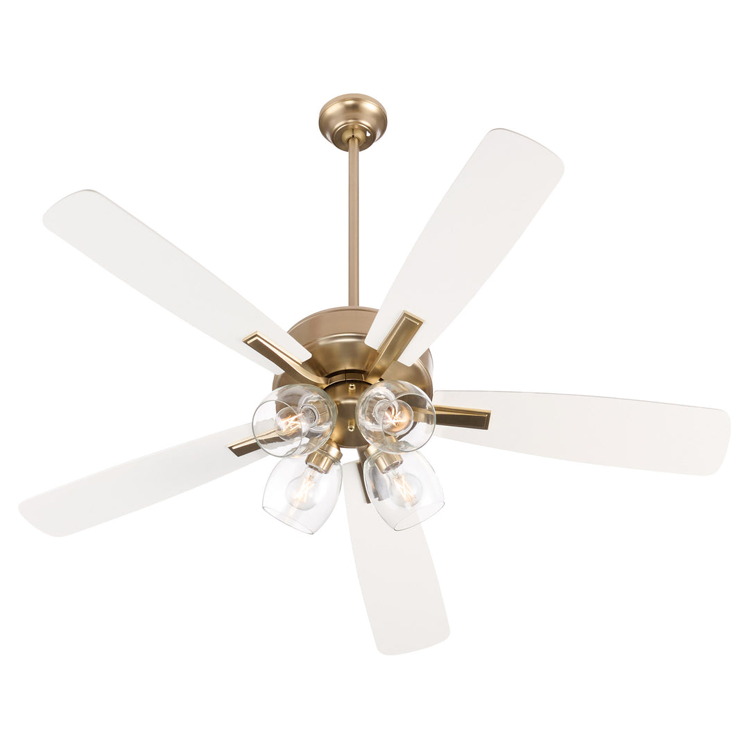Ovation 4 Light Clear Glass – Aged Brass/Studio White