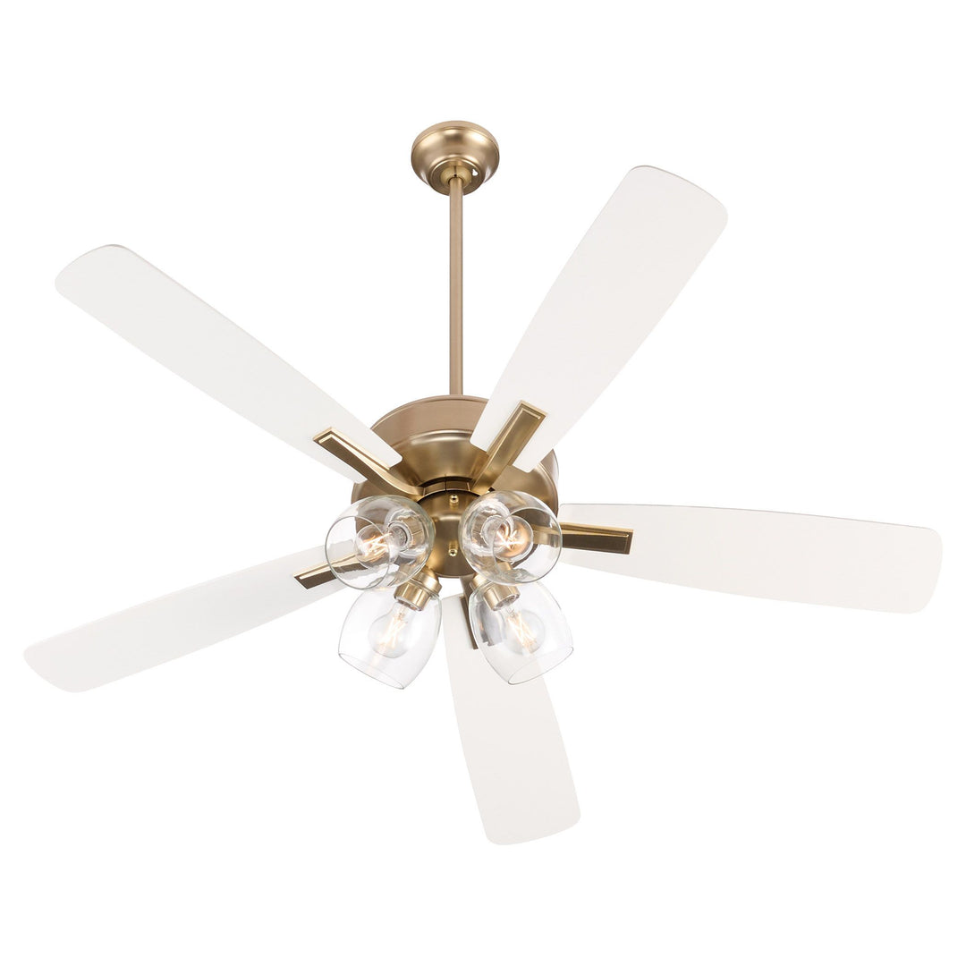 Ovation 4 Light Clear Glass – Aged Brass/Studio White