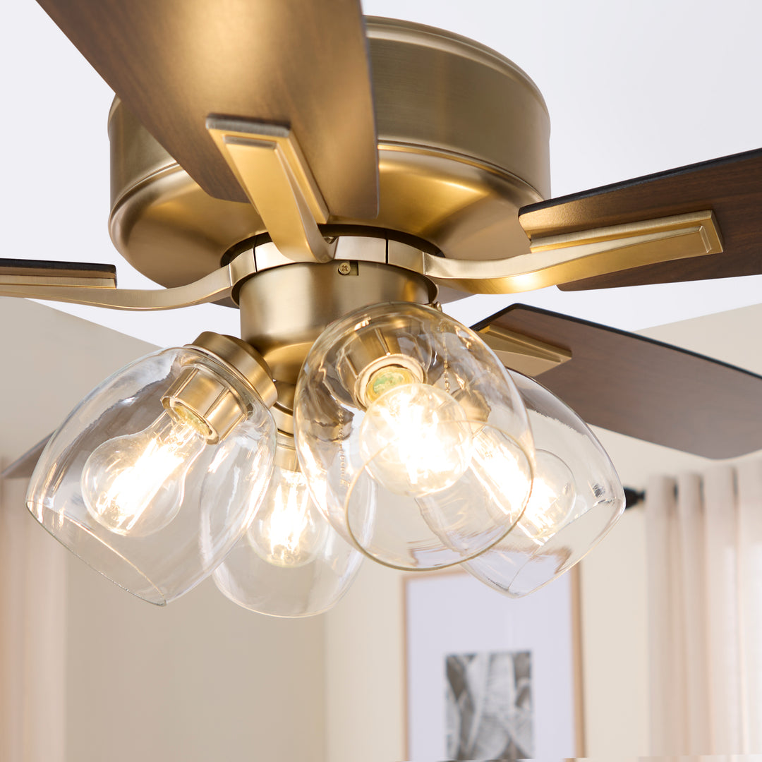 OVATION 4 Light Clear Glass - Aged Brass
