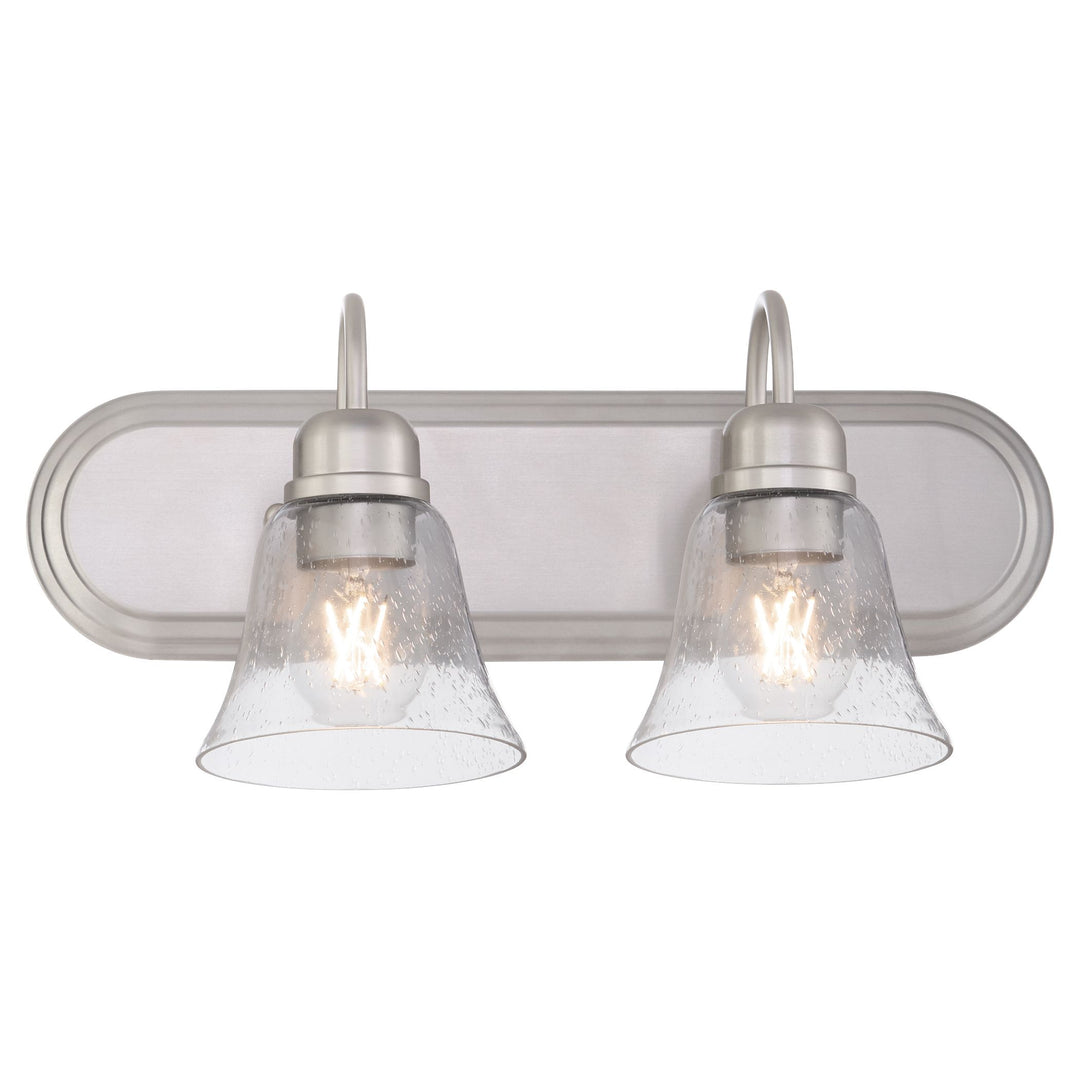 2 Light Traditional Satin Nickel Clear Seeded Glass Vanity