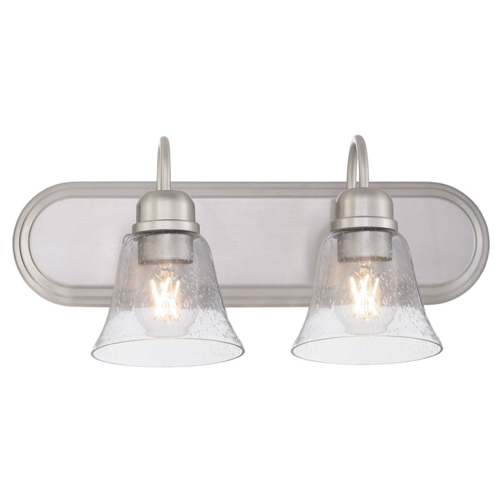2 Light Traditional Satin Nickel Clear Seeded Glass Vanity