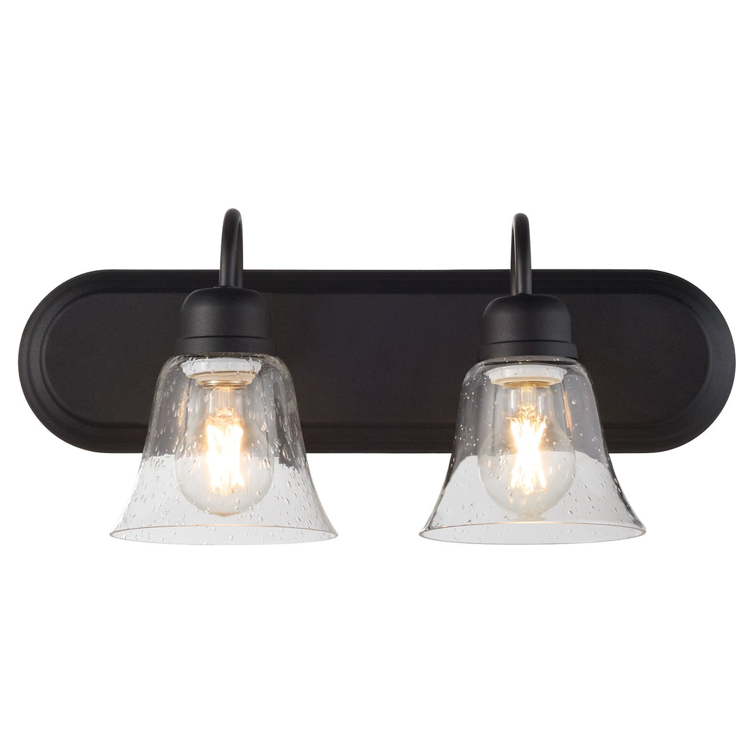 2 Light Traditional Black with Clear Seeded Glass Vanity