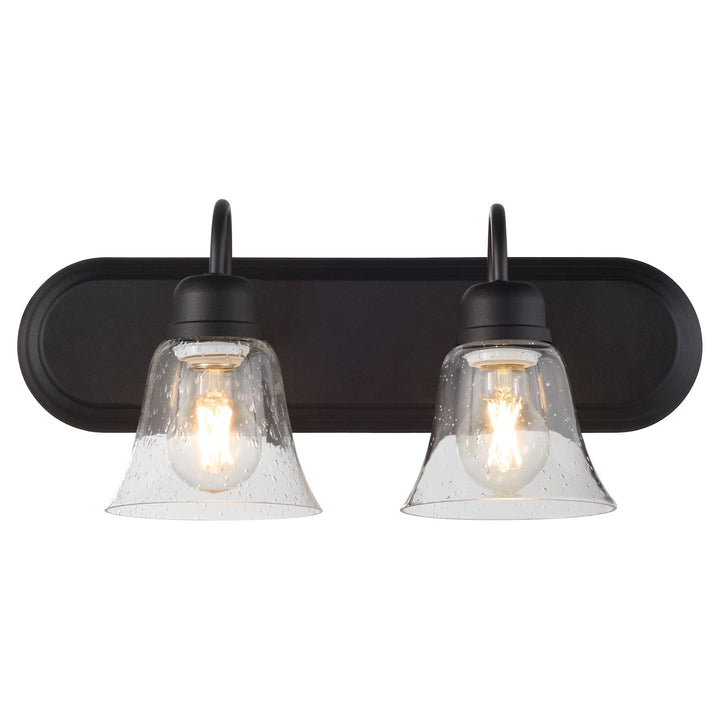 2 Light Traditional Black with Clear Seeded Glass Vanity
