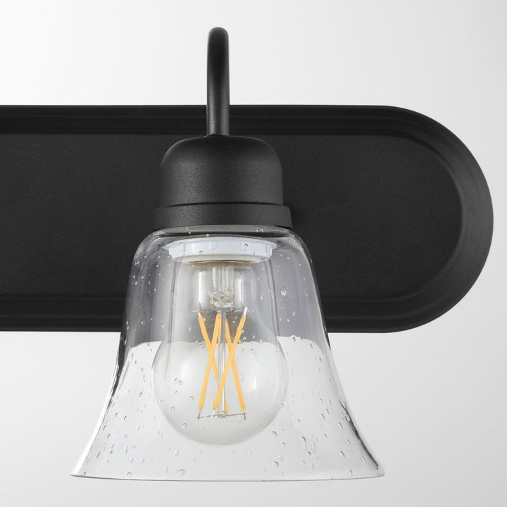 2 Light Traditional Black with Clear Seeded Glass Vanity