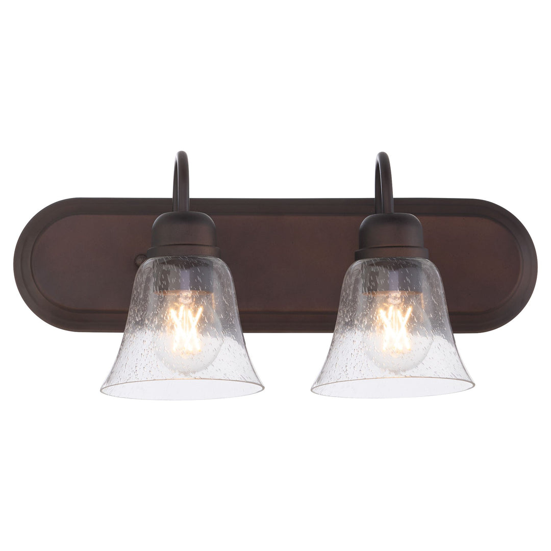 2 Light Traditional Oiled Bronze ClearSeeded Glass Vanity