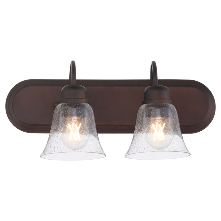 2 Light Traditional Oiled Bronze ClearSeeded Glass Vanity