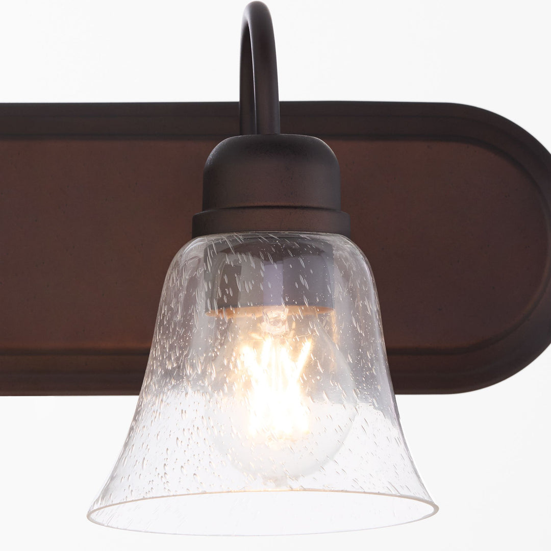 2 Light Traditional Oiled Bronze ClearSeeded Glass Vanity