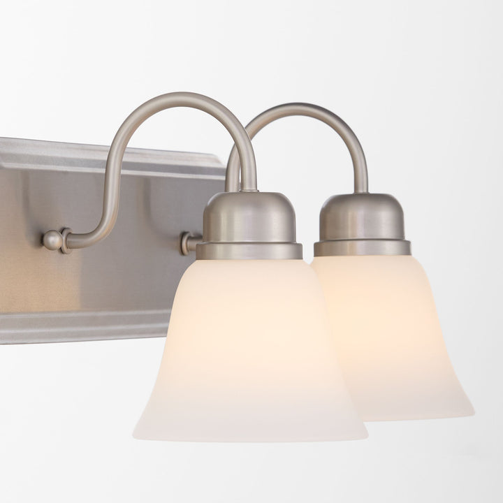 2 Light Traditional Satin Nickel Satin Opal Glass Vanity