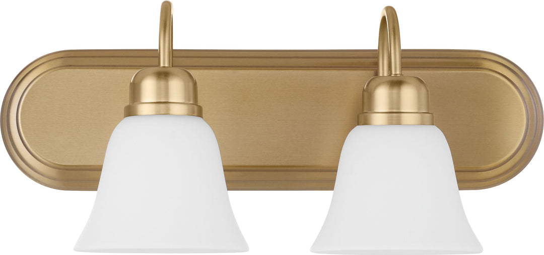 CAMPBELL 2 Light Vanity with Satin Opal - Aged Brass